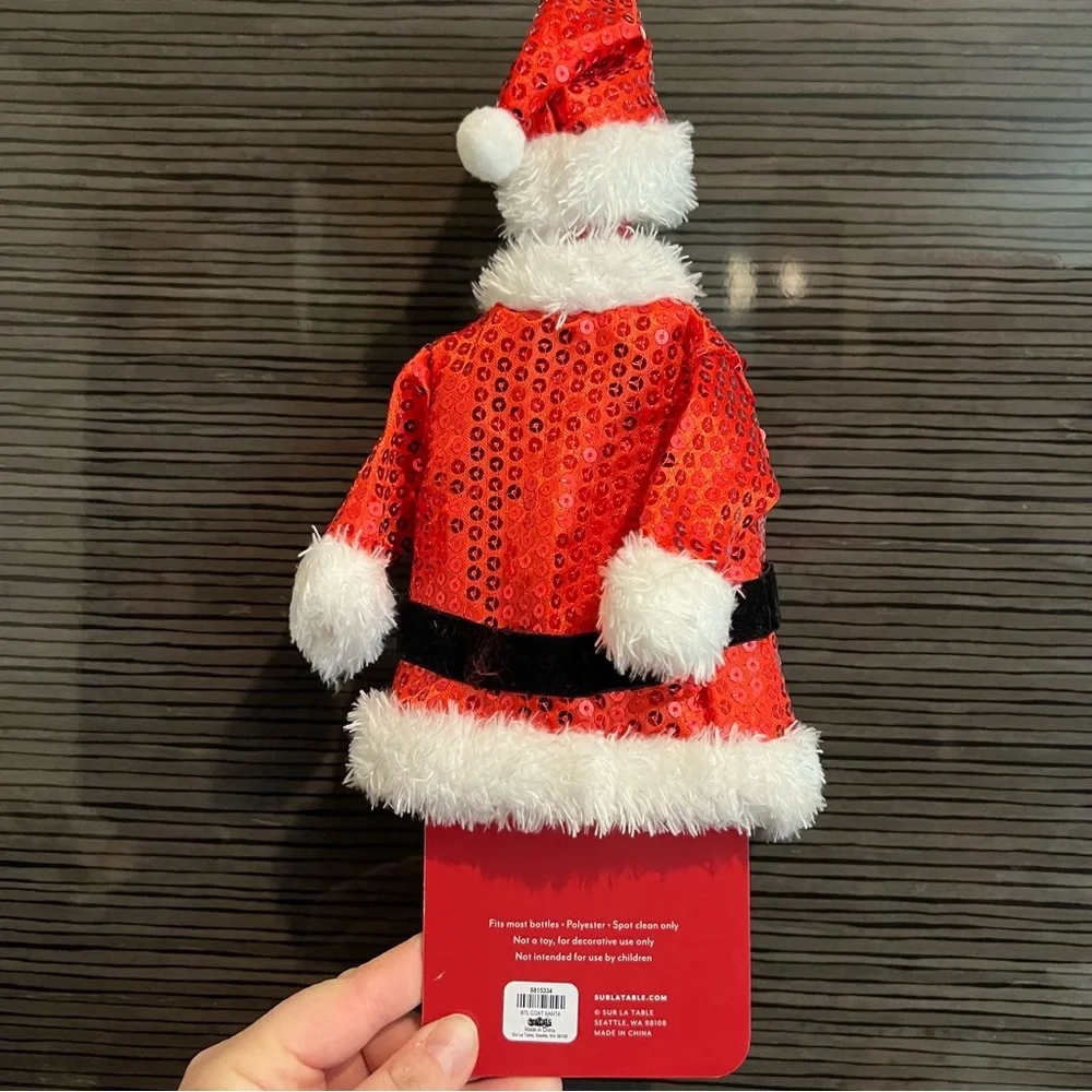 Santa bottle gift bag with topper NWT